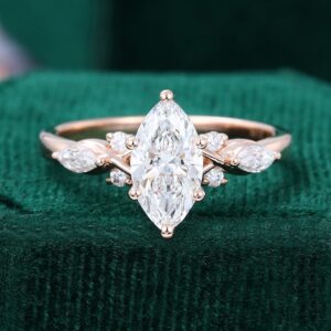 1CT Marquise Cut Lab Diamond Art Deco Engagement Ring