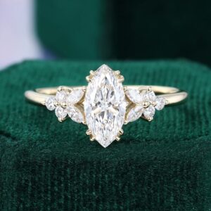 1CT Marquise Cut Lab Diamond Blossom Engagement Ring