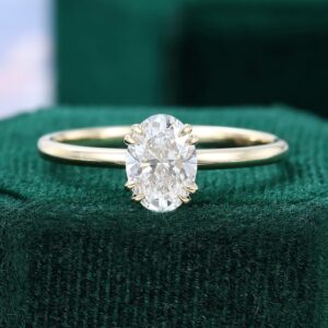 1CT Oval Cut Lab Diamond Solitaire Engagement Ring Double Claw Prongs