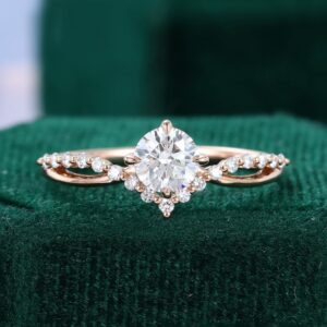 1 Carat Round Cut Lab Diamond Engagement Ring with Split Shank