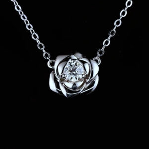 "Camellia Elegance" Diamond Pendant Necklace
